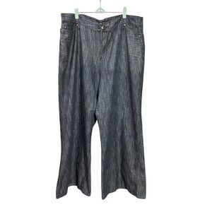 Ashley Stewart Womens Wide Leg Denim Jeans Size 20 Dark Wash Cotton Blend